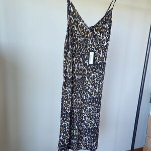 R13 Midi Leopard Print Slip Dress